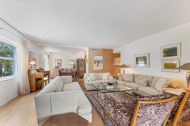 living room featuring light hardwood / wood-style floors