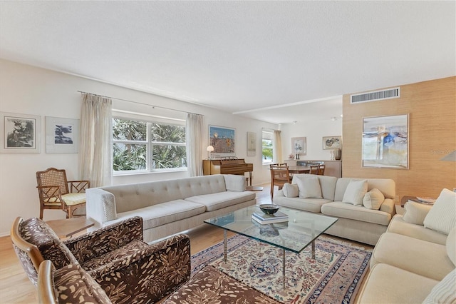 living room with light wood-type flooring