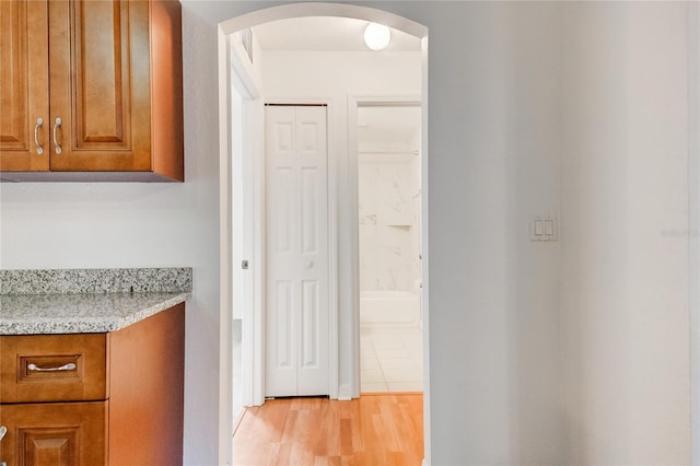 hall featuring light wood-type flooring