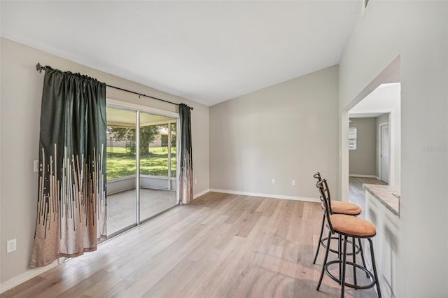 interior space with light hardwood / wood-style floors