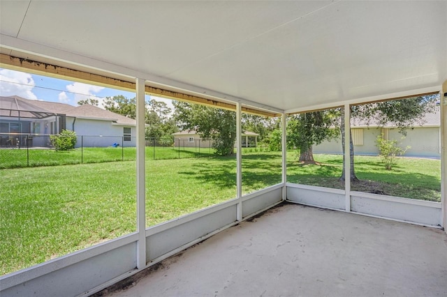 view of unfurnished sunroom