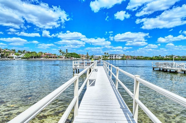 dock area featuring a water view