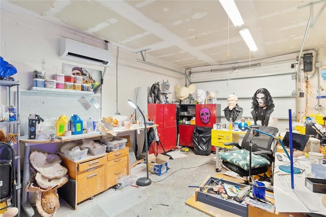 garage with a wall unit AC