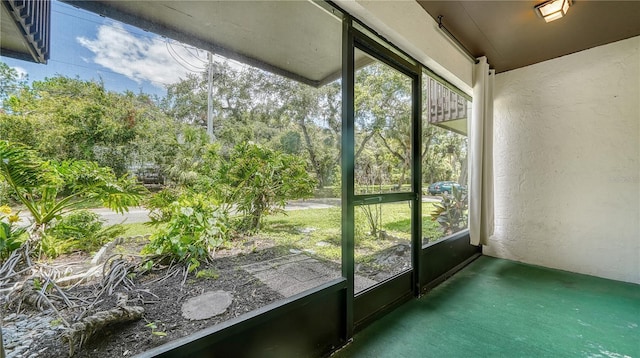 view of unfurnished sunroom