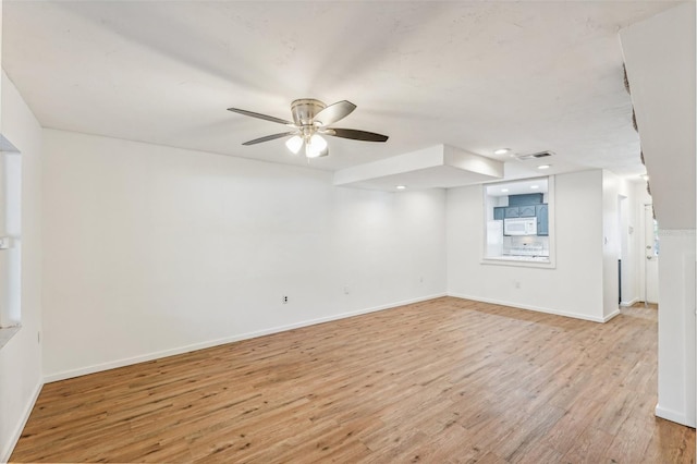 unfurnished room featuring light hardwood / wood-style floors and ceiling fan