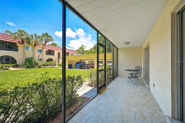 view of unfurnished sunroom