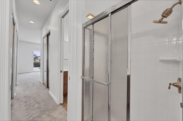 interior space featuring walk in shower