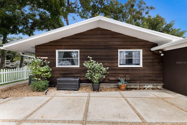 view of home's exterior with a patio area