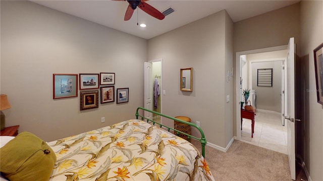 bedroom with carpet flooring and ceiling fan