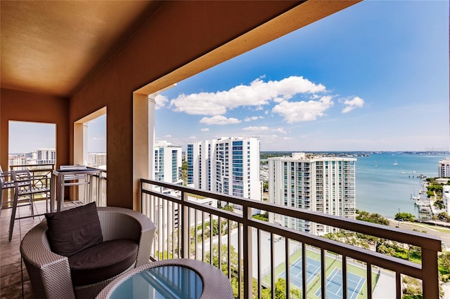 balcony with a water view