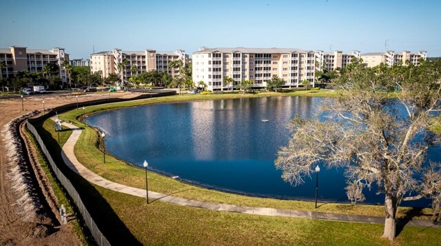 view of community featuring a water view