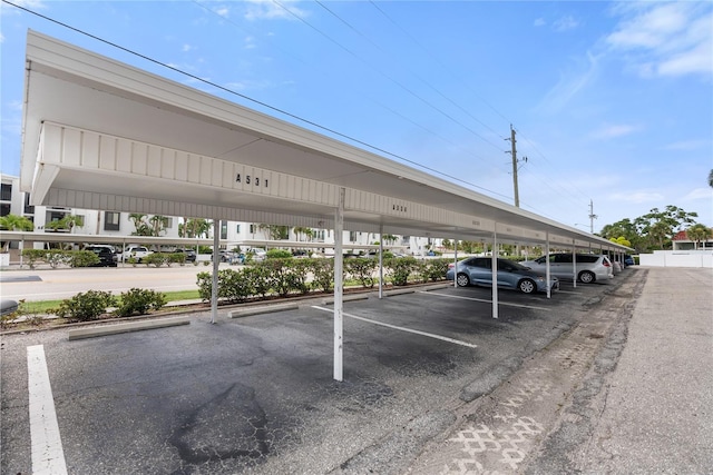 view of covered parking lot