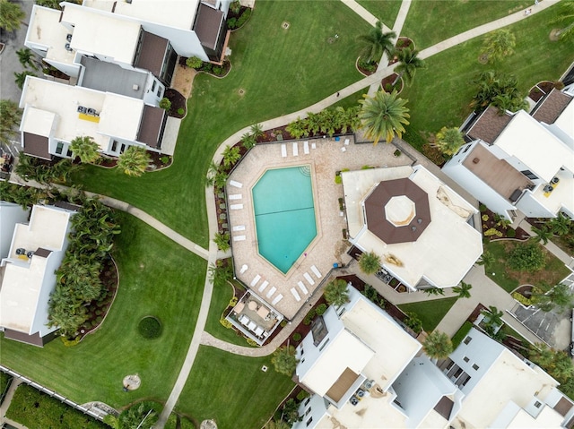 aerial view with a residential view