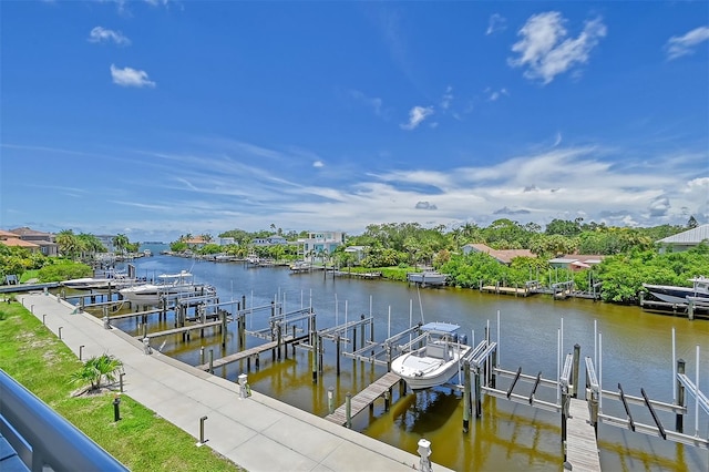 dock area featuring a water view