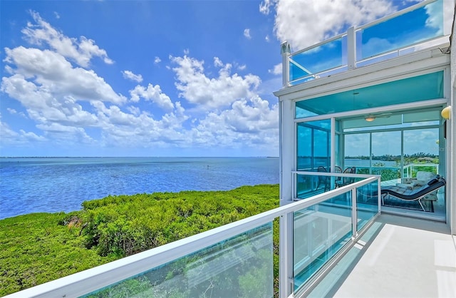 balcony with a water view