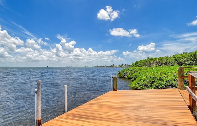 view of dock featuring a water view