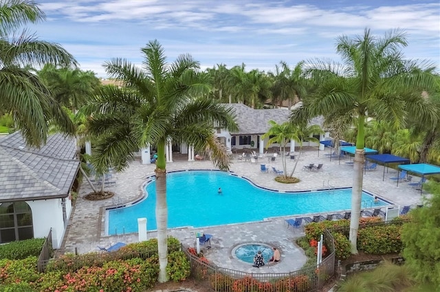 view of pool featuring a patio