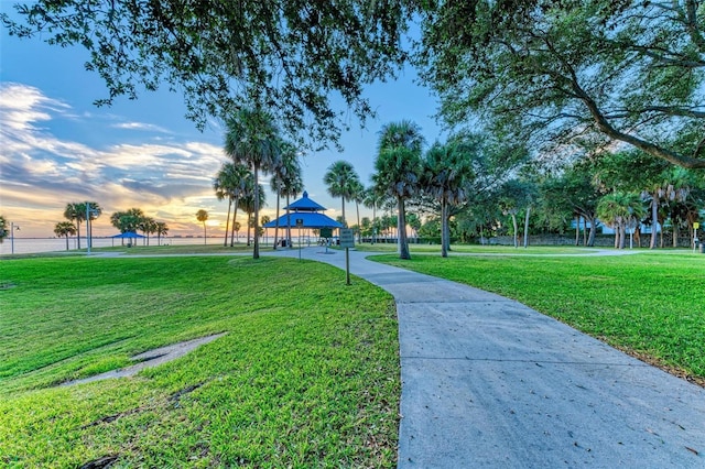 surrounding community featuring a lawn and a gazebo