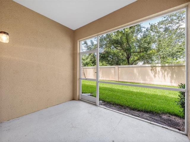 view of unfurnished sunroom