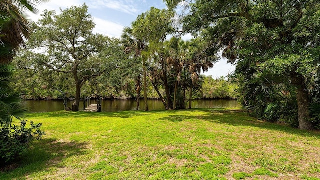 view of yard featuring a water view