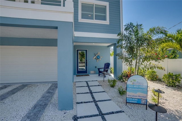 entrance to property with a garage