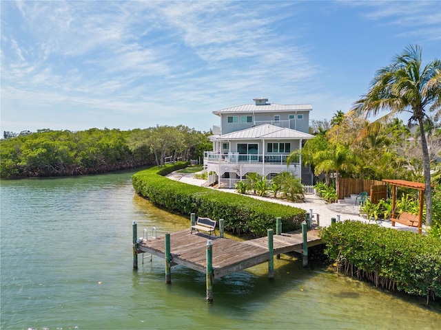 view of dock featuring a water view