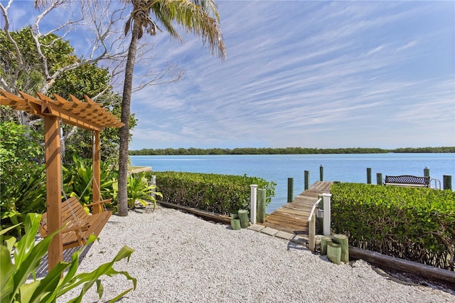 property view of water featuring a boat dock