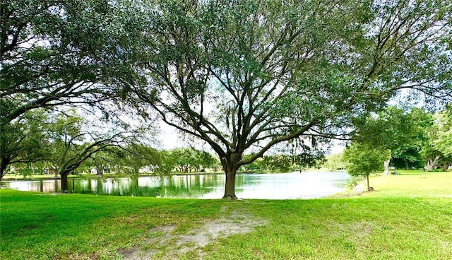 view of yard featuring a water view