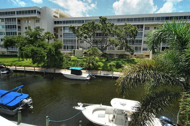 water view featuring a boat dock