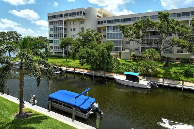 view of dock featuring a water view