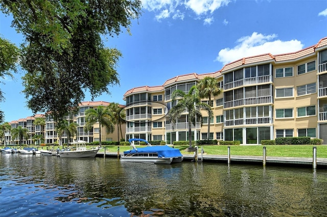 exterior space featuring a water view