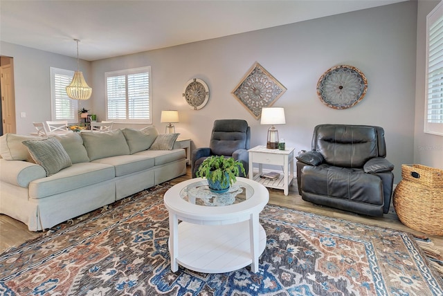 living room with hardwood / wood-style flooring