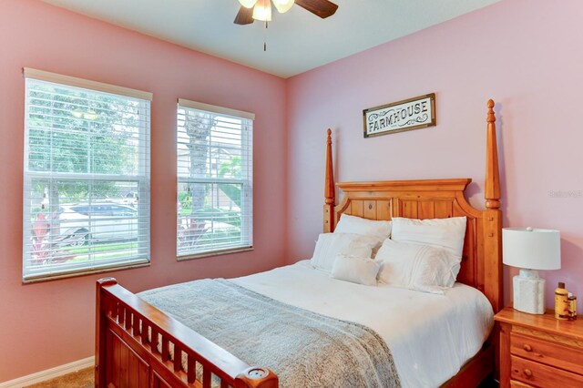 bedroom featuring ceiling fan