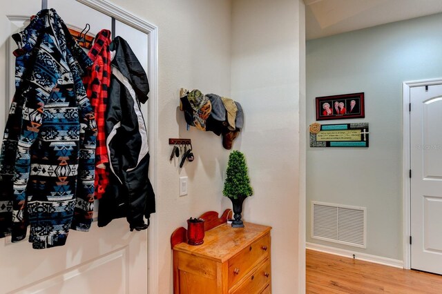 interior space with light hardwood / wood-style flooring