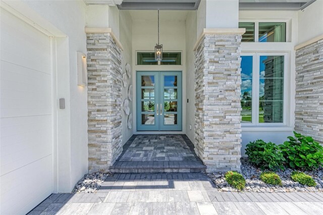 doorway to property with french doors