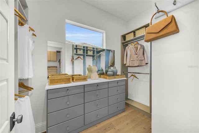 walk in closet featuring light wood-type flooring