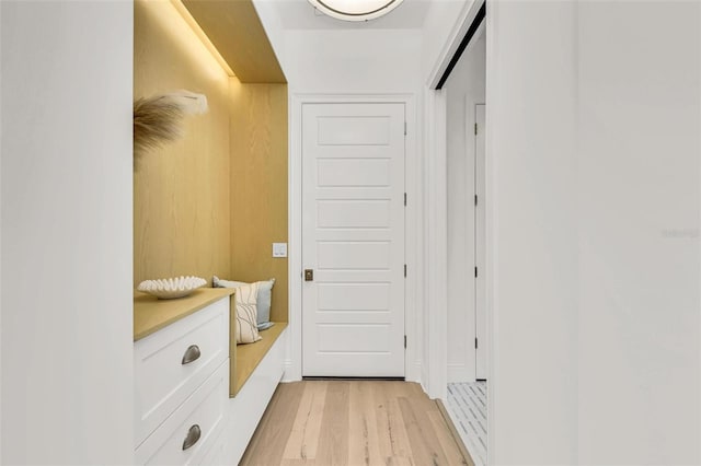 mudroom featuring light hardwood / wood-style flooring