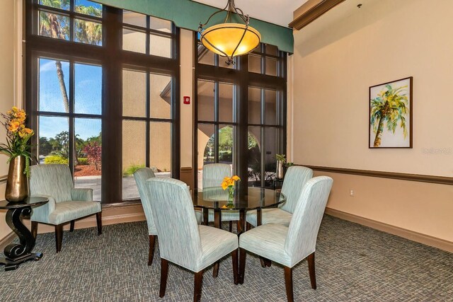 view of carpeted dining area