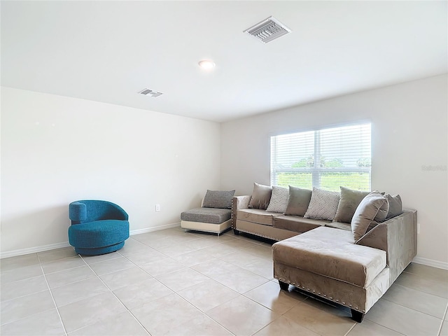 living room featuring tile patterned floors