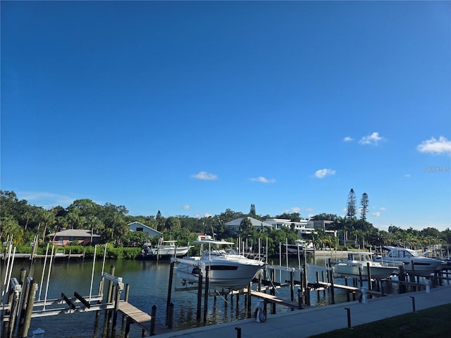 view of dock featuring a water view