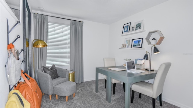 dining area with carpet