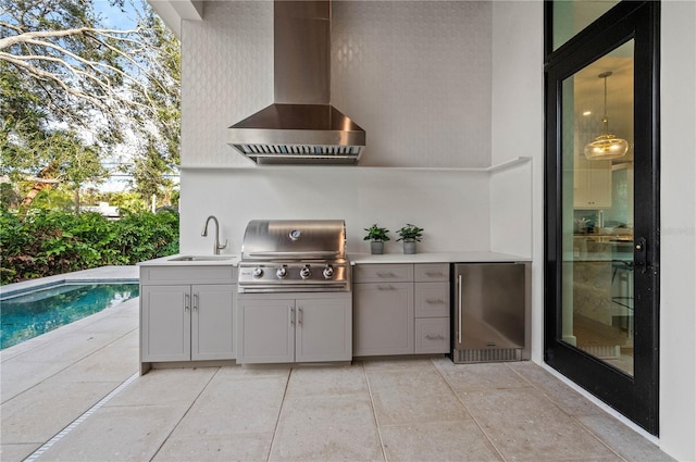 view of patio / terrace featuring a grill, area for grilling, and sink