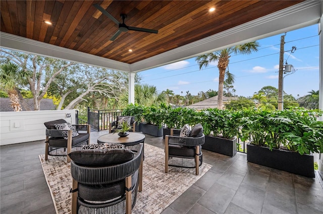 view of patio / terrace with an outdoor hangout area and ceiling fan