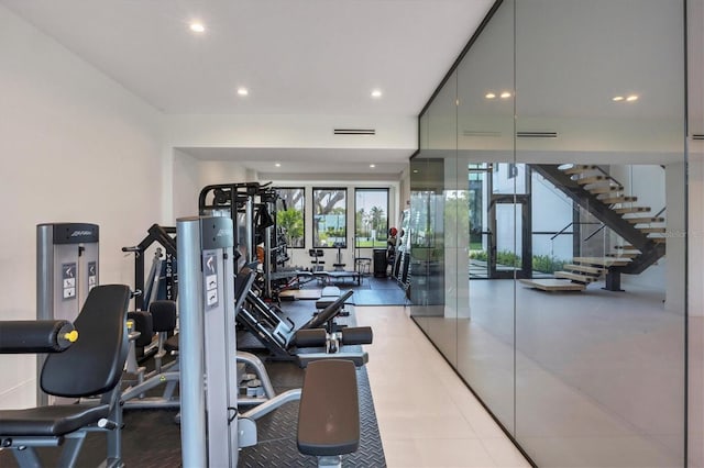 workout area with french doors