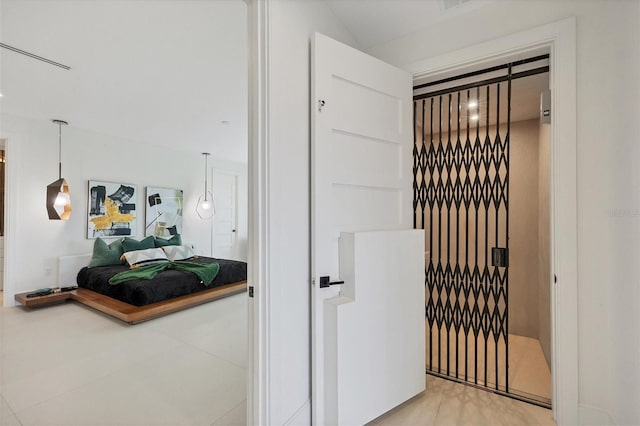 interior space featuring light tile patterned flooring