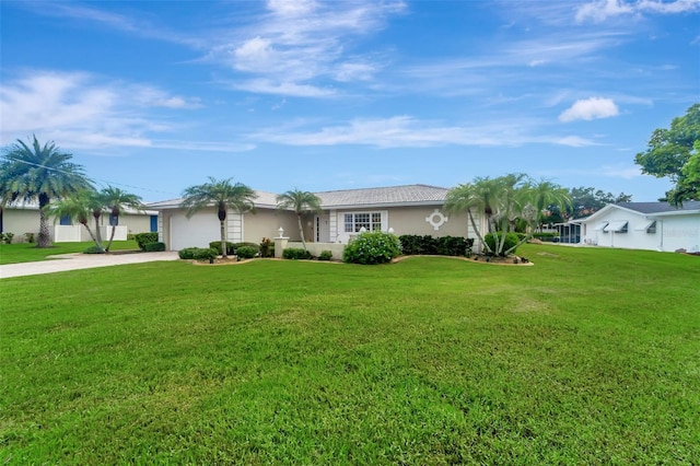 ranch-style home with a front yard