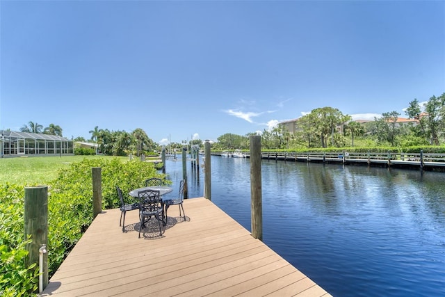 view of dock featuring a water view