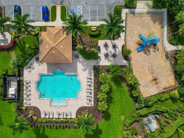 2352 Marton Oak Blvd, North Port, FL 34289 - bird's eye view of a pool area