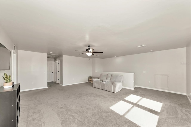 2352 Marton Oak Blvd, North Port, FL 34289 - unfurnished room featuring a ceiling fan, attic access, carpet floors, baseboards, and recessed lighting