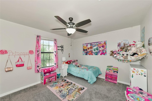2352 Marton Oak Blvd, North Port, FL 34289 - bedroom featuring carpet floors, ceiling fan, and baseboards